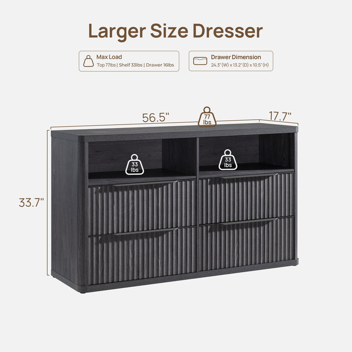 Cas Horizontal Chest, Open Drawers - 1 Piece - Grey Alder