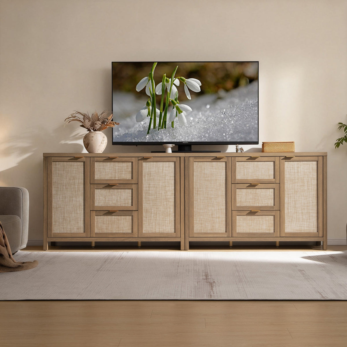Savanna Rattan Television Stand, Set of 2