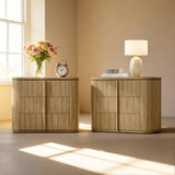 Ripple 3-Drawer Nightstand, Solid Wood Handle, Set of 2