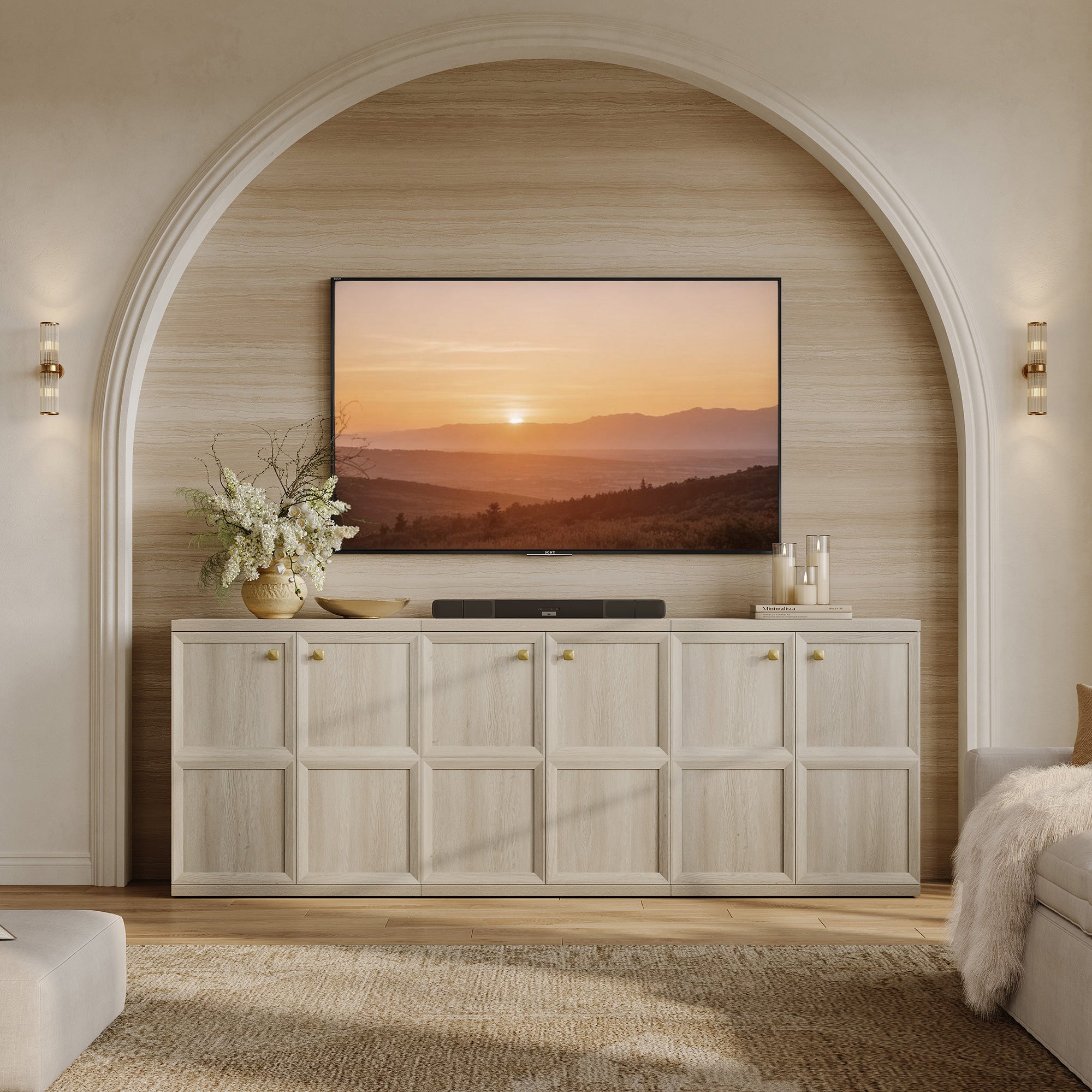 SICOTAS 33.7"W Sideboard Buffet Cabinet Set-WM