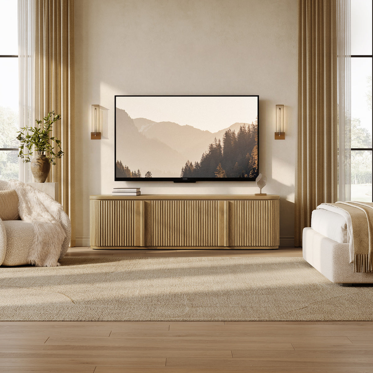 Ripple TV Stand for TV up to 65Inch, 4 Doors