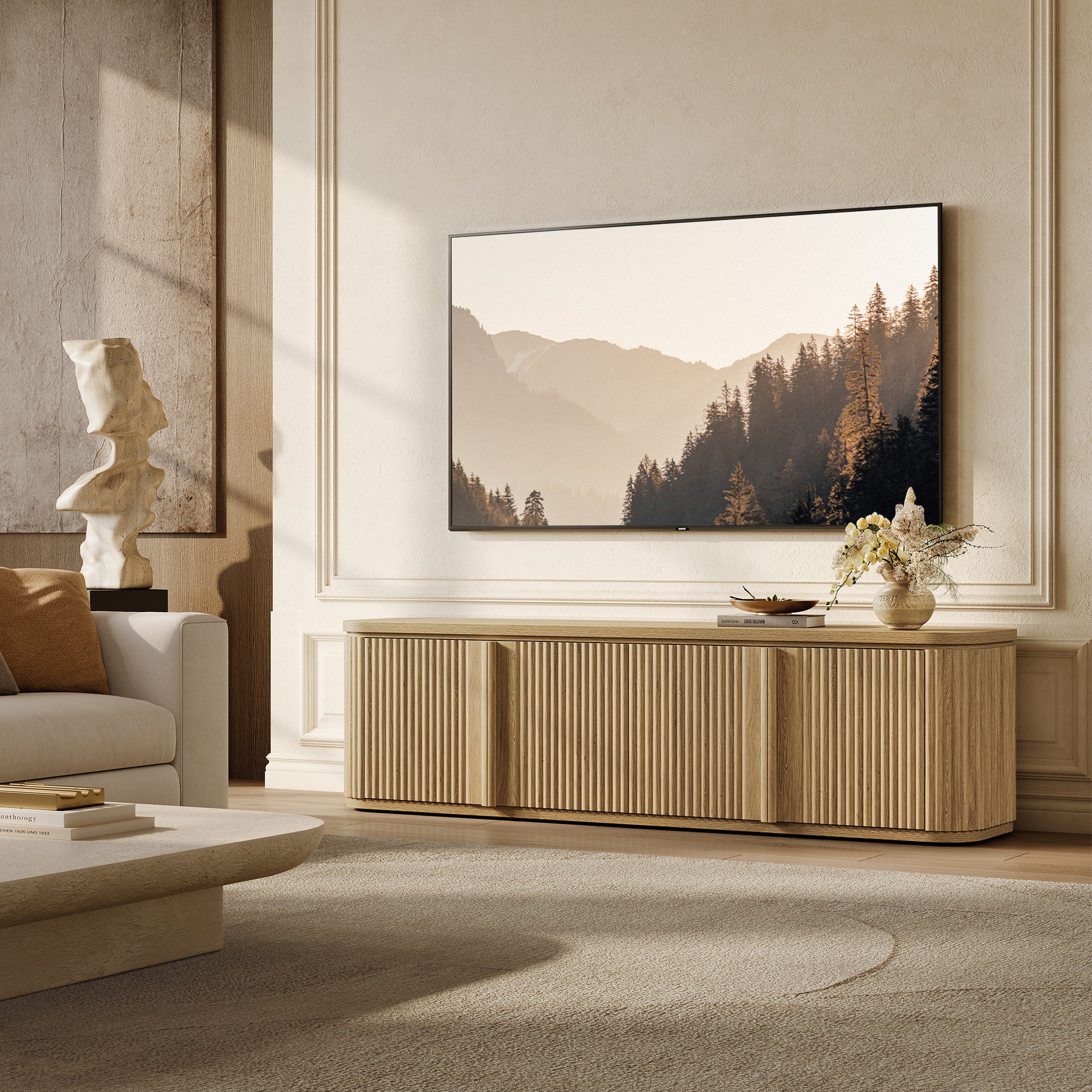 Ripple TV Stand for TV up to 65Inch, 4 Doors