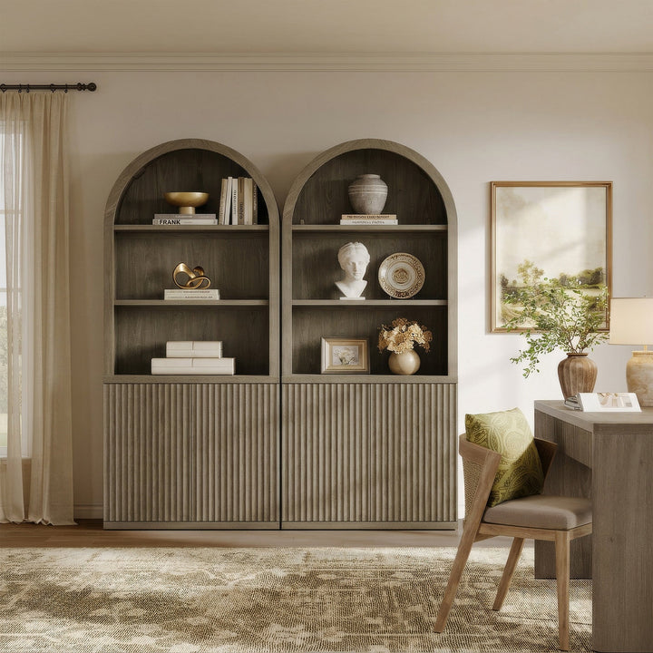 Cas Fluted 2-Door Bookcase, Arched Top, Set of 2