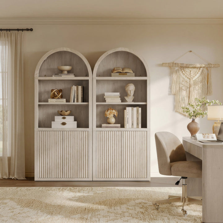 Cas Modern Arched Bookcase, Large Storage, Set of 2