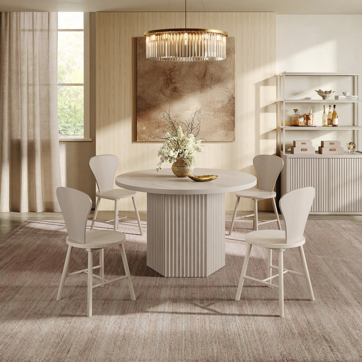 Cas Modern Dining Table and Chairs Set for 2 to 6
