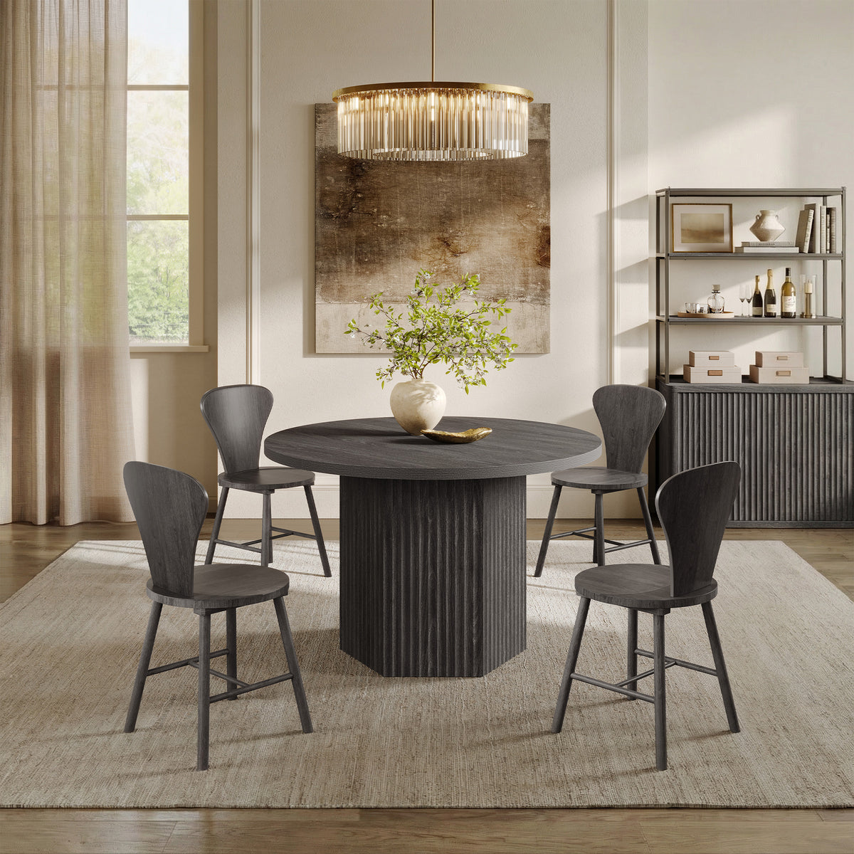 Cas Modern Dining Table and Chairs Set for 2 to 6