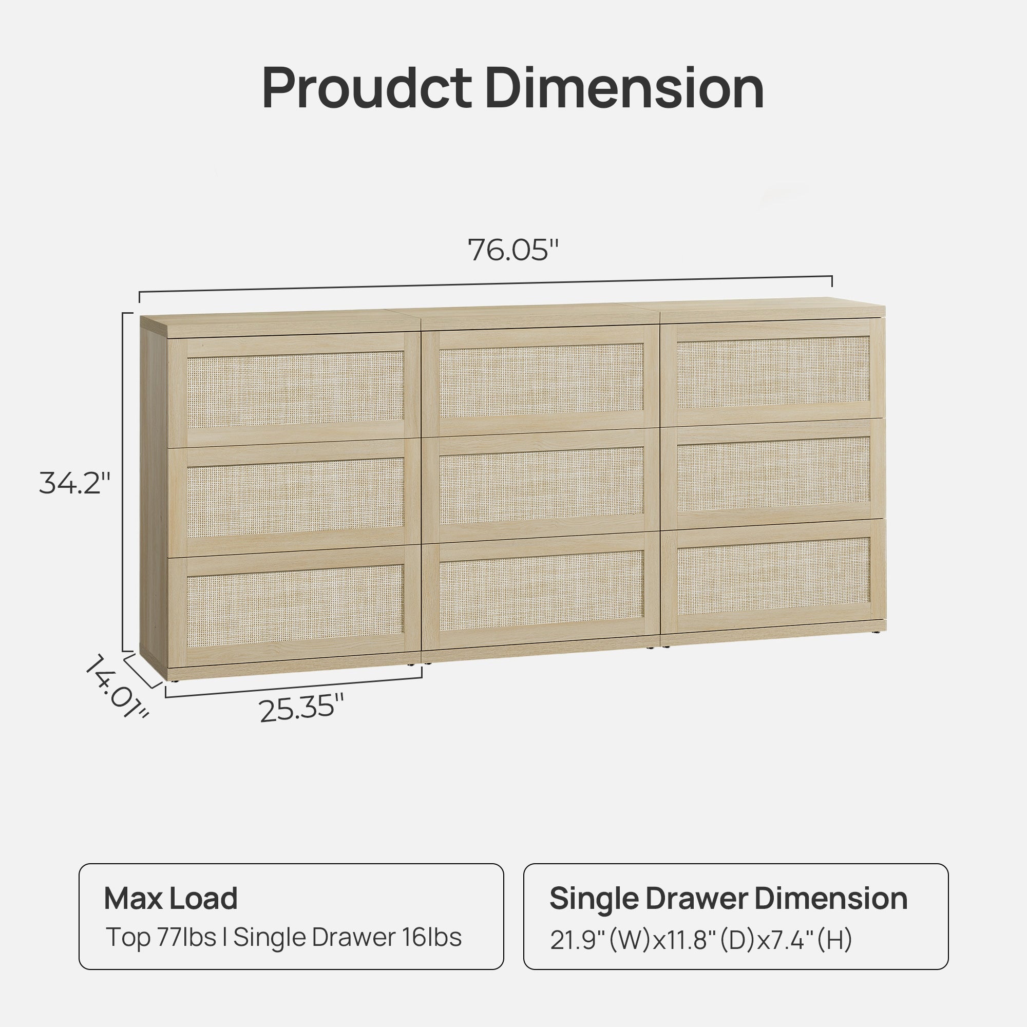Zura Rattan Sectional Dresser, Large Size Option
