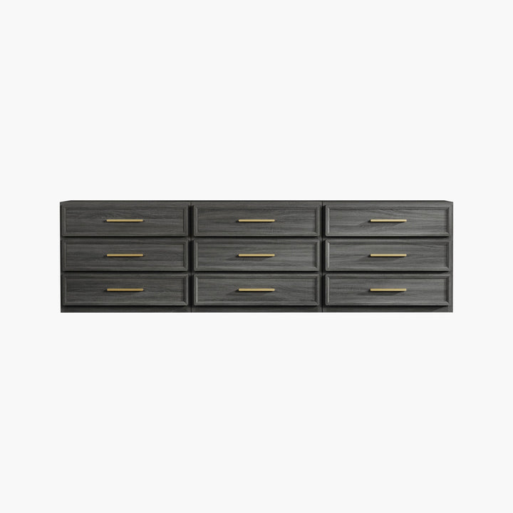 SICOTAS Dresser Modular Low 9 Drawer Dresser for Bedroom, 93.9Inch Wide Chest of Drawers Dresser for Bedroom Organizer with Storage Dark Grey Oak SICOTAS Dresser Modular Low 9 Drawer Dresser for Bedroom, 93.9Inch Wide Chest of Drawers Dresser for Bedroom Organizer with Storage Dark Grey Oak