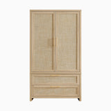 Savanna Rattan Wardrobe, 2 Drawers - 1 Piece - Reclaimed Light Oak