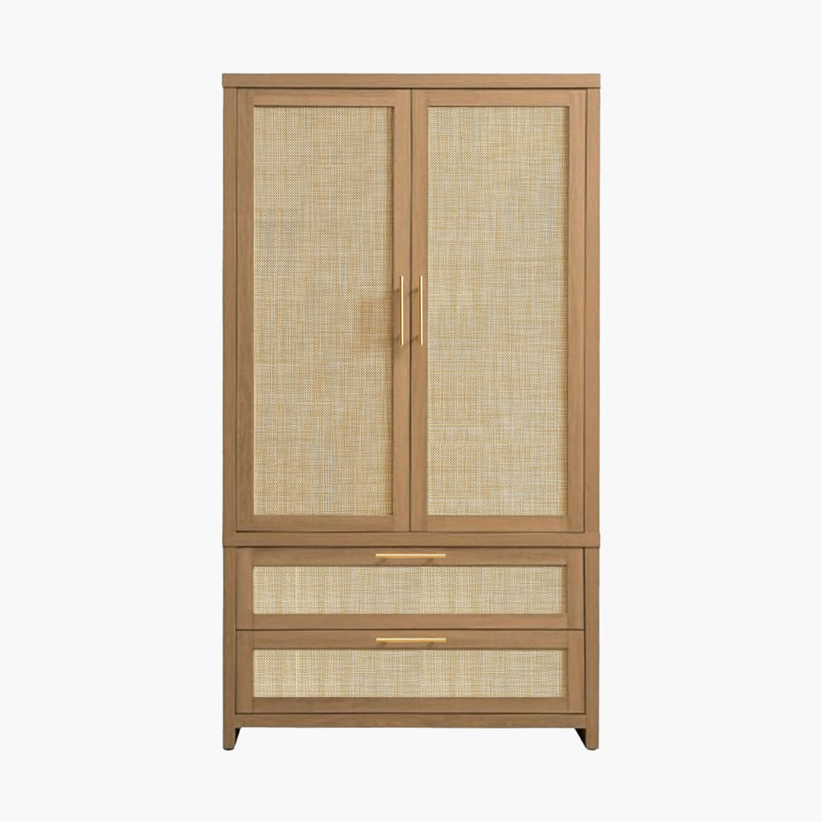 Savanna Rattan Wardrobe, 2 Drawers - 1 Piece - Reclaimed Caramel Oak