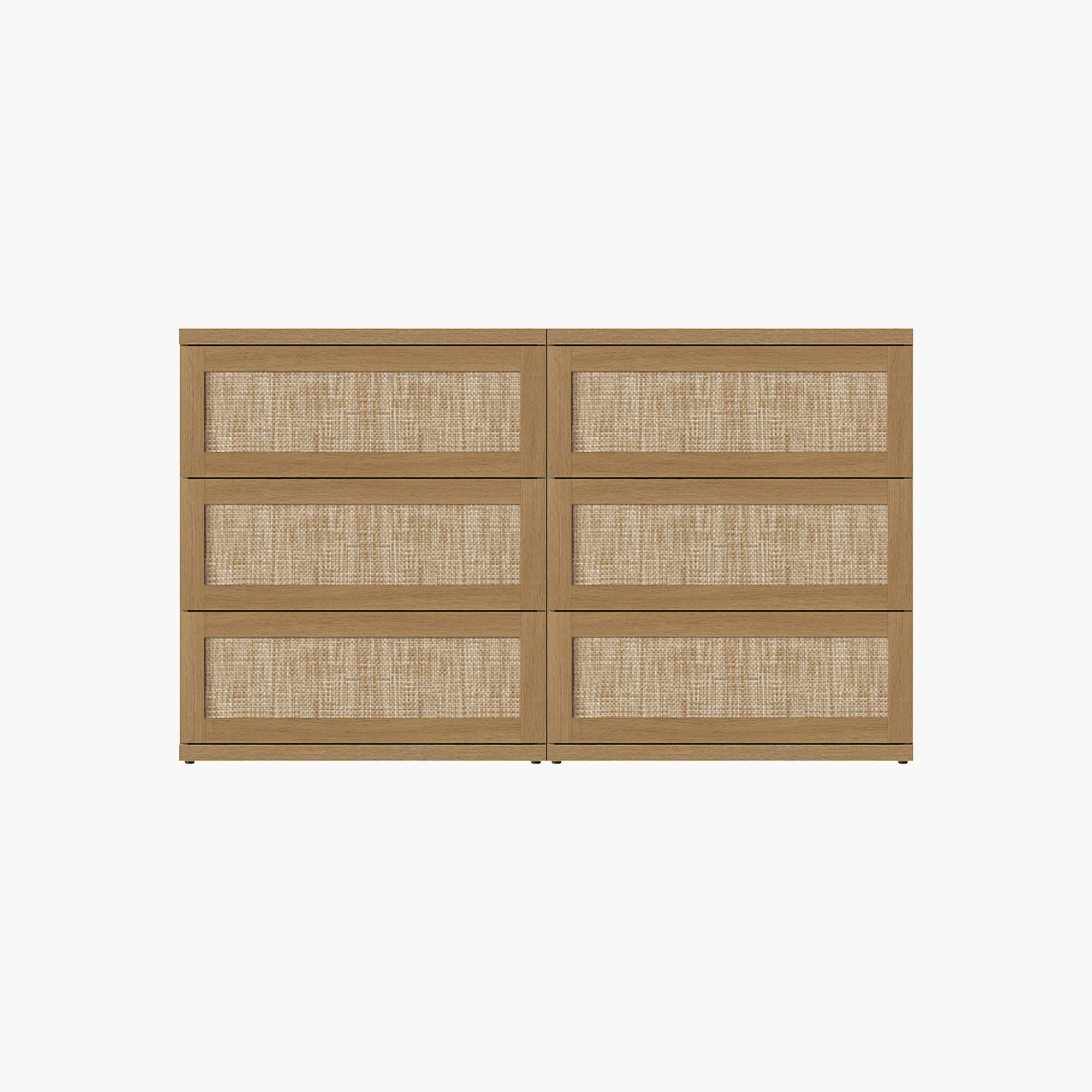 Zura Modern Rattan 6 Drawers Dresser, Sectional Design