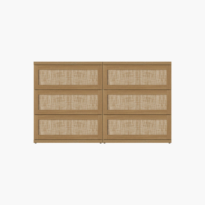 Zura Modern Rattan 6 Drawers Dresser, Sectional Design