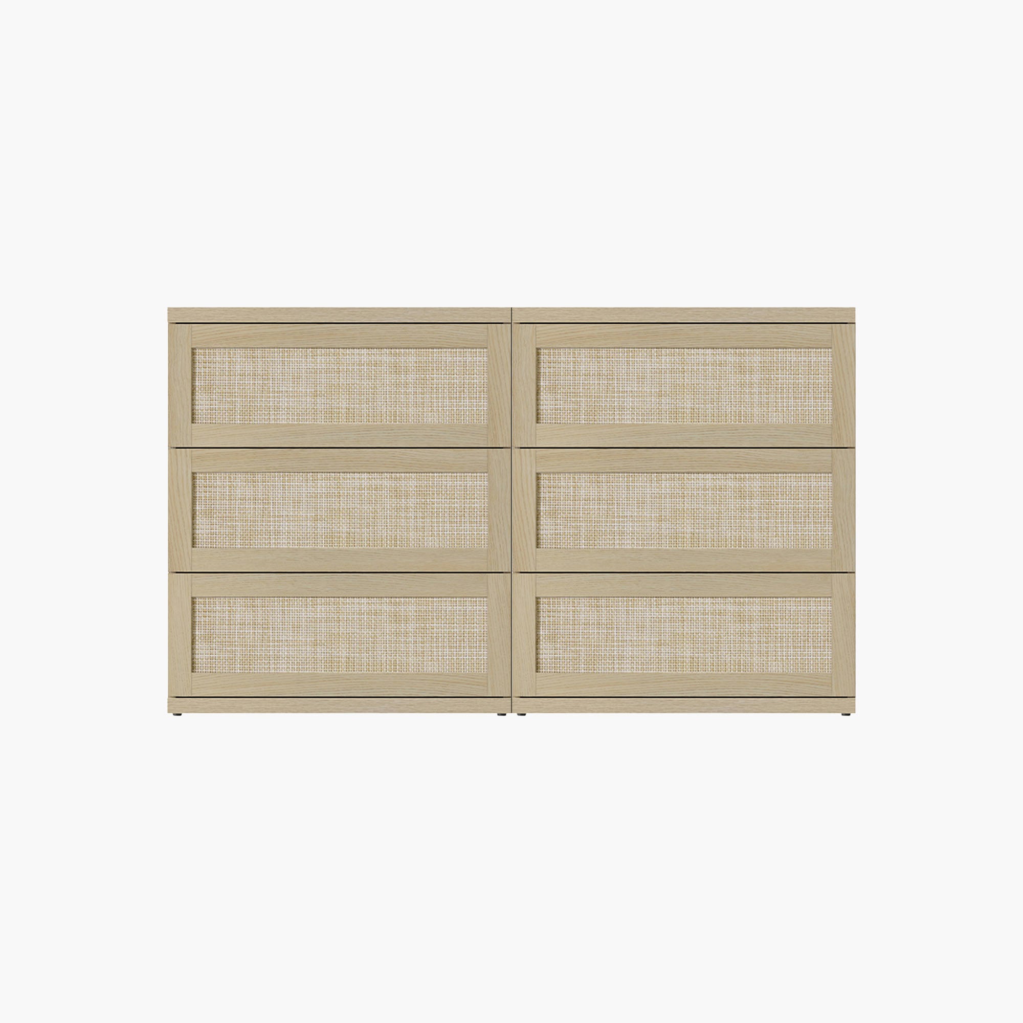 Zura Modern Rattan 6 Drawers Dresser, Sectional Design