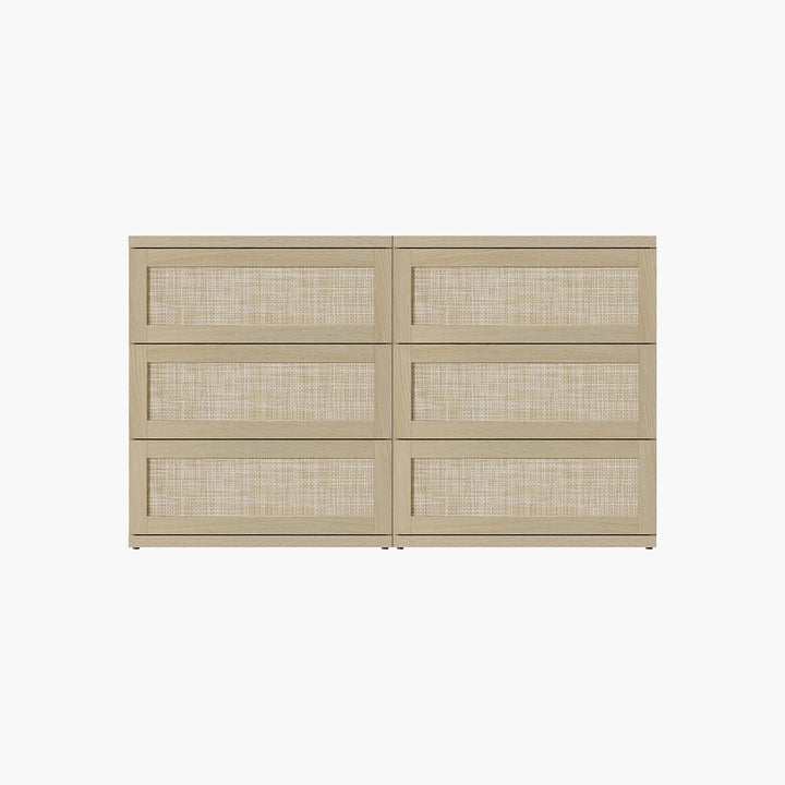 Zura Modern Rattan 6 Drawers Dresser, Sectional Design