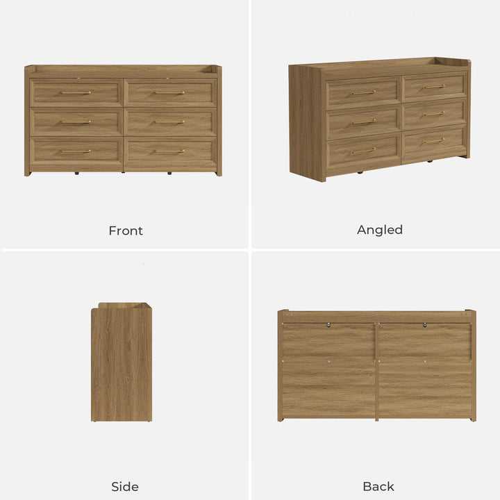 Helio Bedroom Dresser and Nightstands Set, 6 Drawers