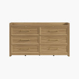 Helio White 6 Drawers Dresser - 1 Piece - Brown Oak