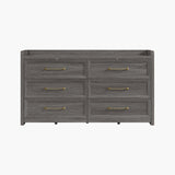 Helio White 6 Drawers Dresser - 1 Piece - Midnight Black