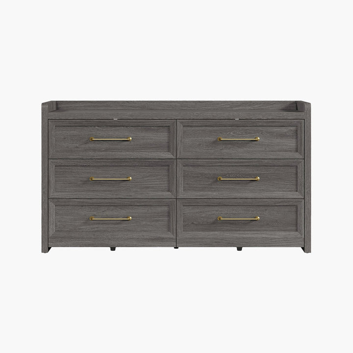 Helio White 6 Drawers Dresser - 1 Piece - Midnight Black