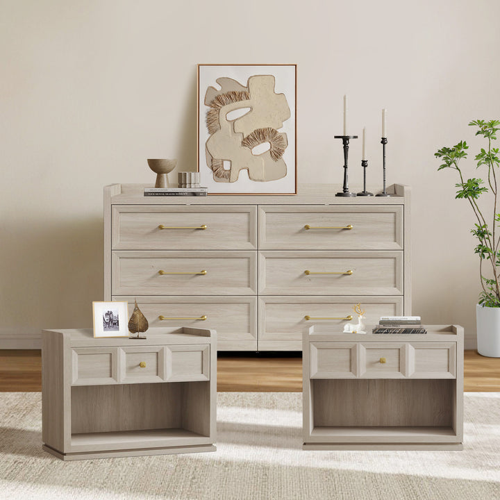 Helio 6-Drawer Dresser and Large Nightstands Set