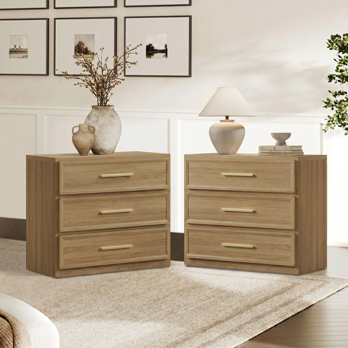 Crescent Nightstand, 3 Drawers