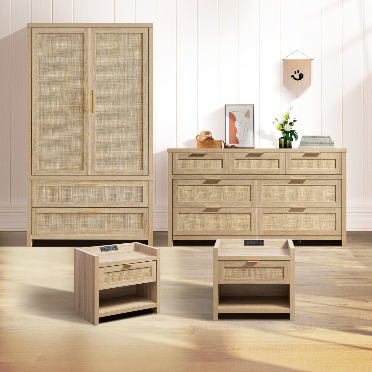 Savanna Wardrobes Closet,Dresser and Nightstand Set