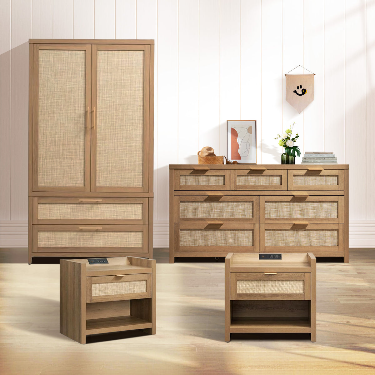 Savanna Wardrobes Closet,Dresser and Nightstand Set