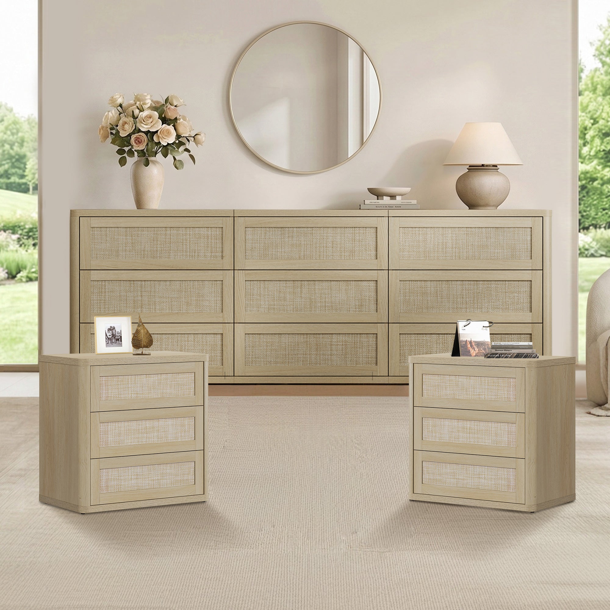 Zura Modular 9-Drawer Chest and Nightstands Set