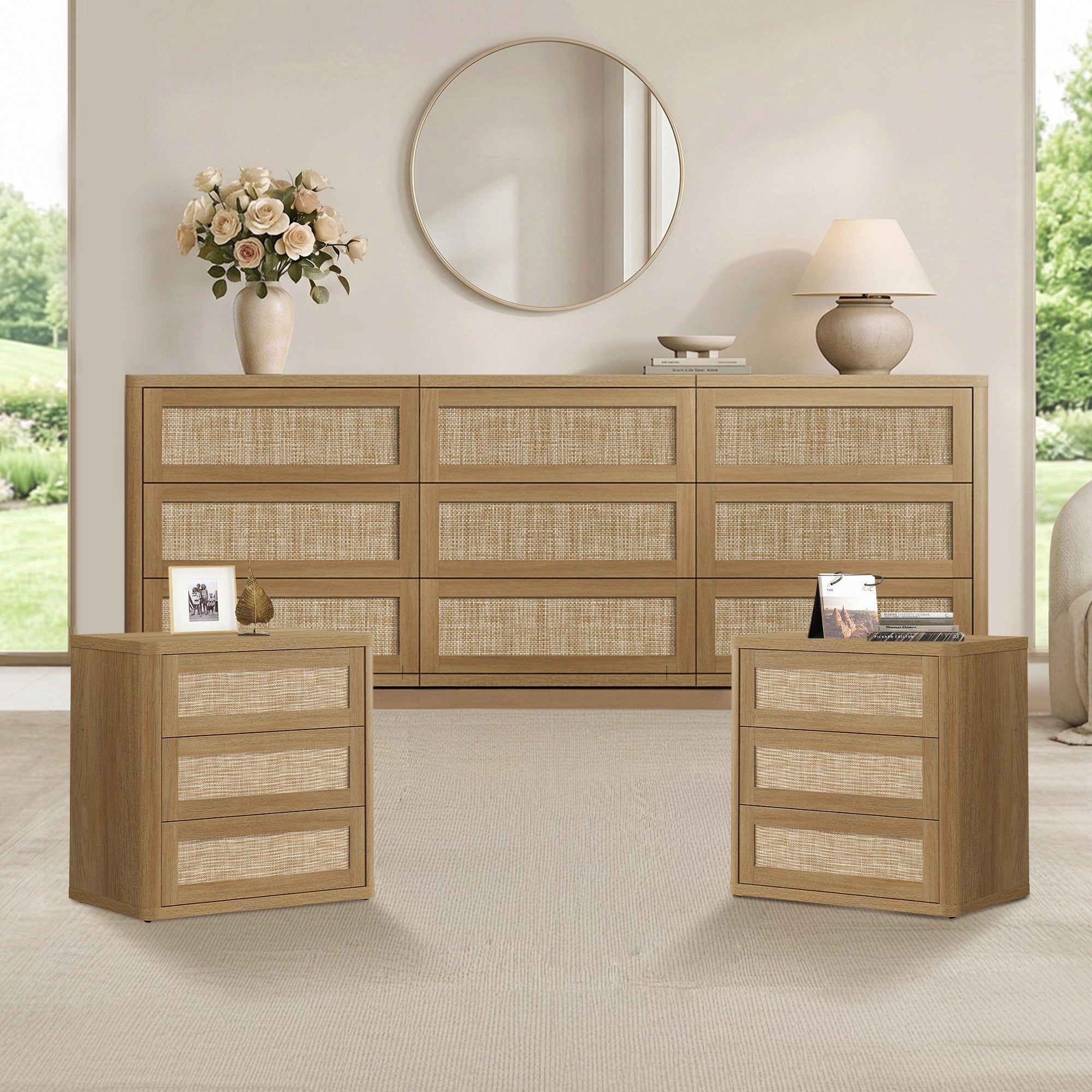 Zura Modular 9-Drawer Chest and Nightstands Set