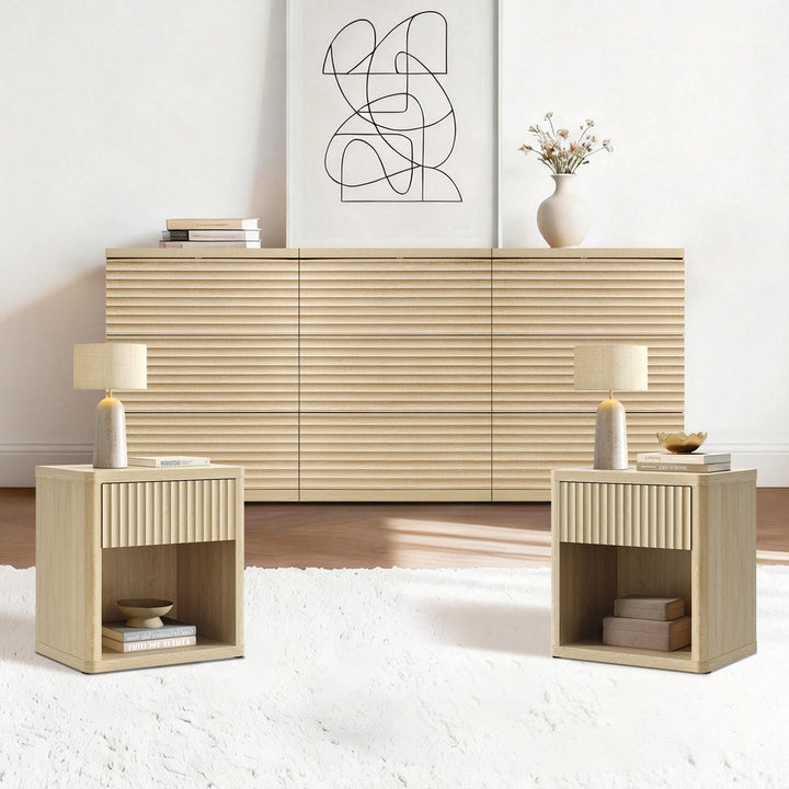 Stria 9-Drawer Dresser and Cas Nightstand Set