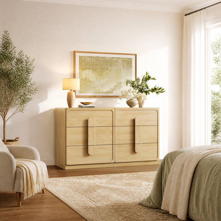 Arcus Bedroom Dresser with 6 Drawers, 53.5Inch Wide