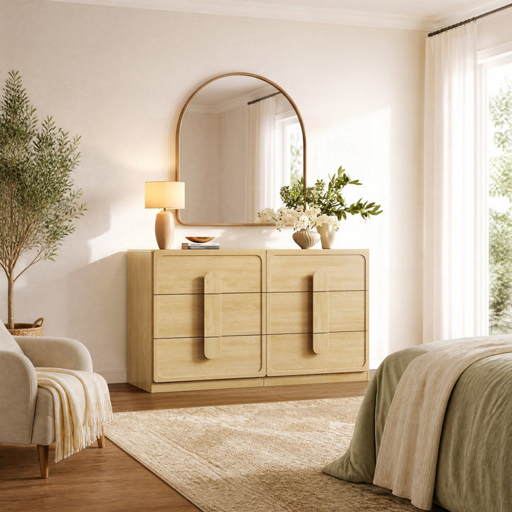 Arcus 6 Drawers Dresser with Arched Handles, Set of 2