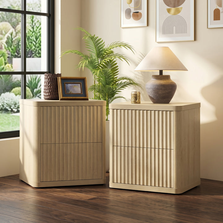 Cas 2-Drawer Nightstand, Fluted Style