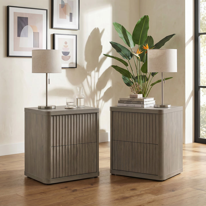 Cas 2-Drawer Nightstand, Fluted Style