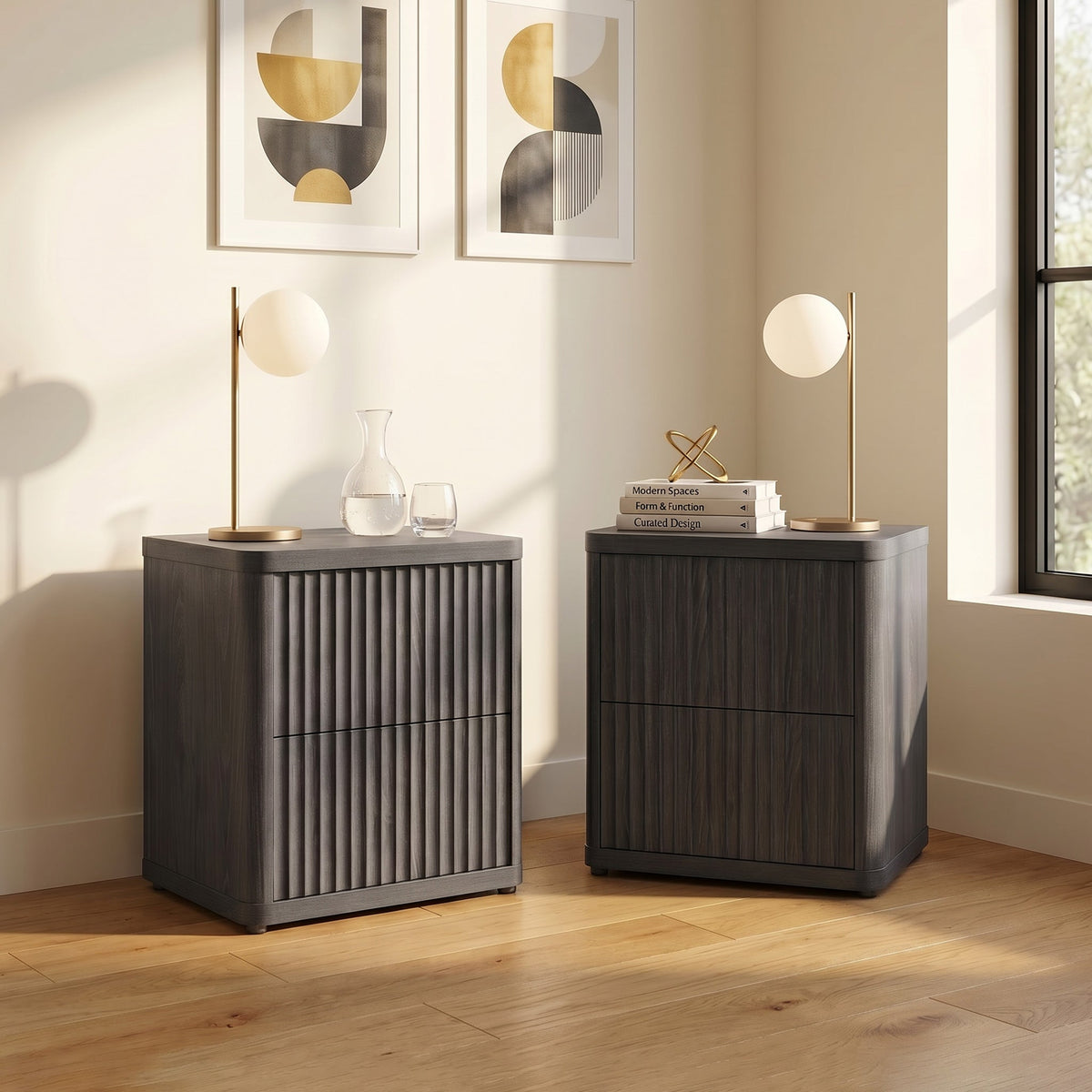 Cas Night Table with 2-Drawer, Set of 2
