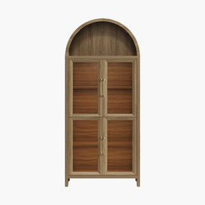 Helio Display Cabinet with Glass Door - 1 Piece - Brown Oak