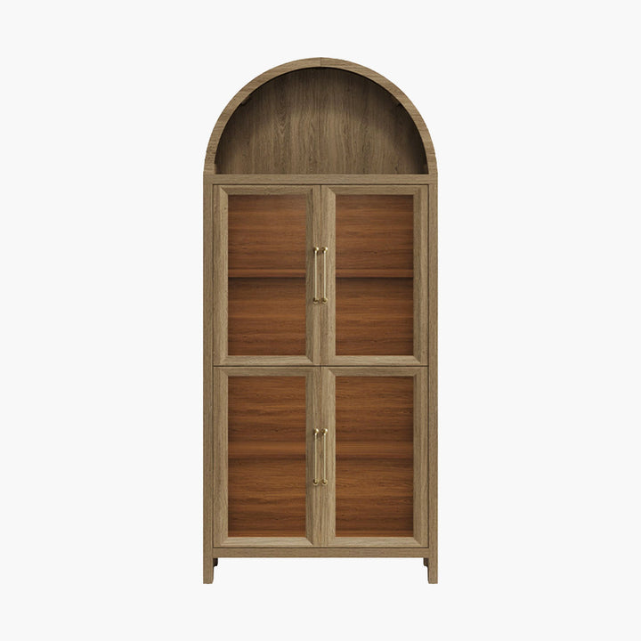 Helio Display Cabinet with Glass Door - 1 Piece - Brown Oak