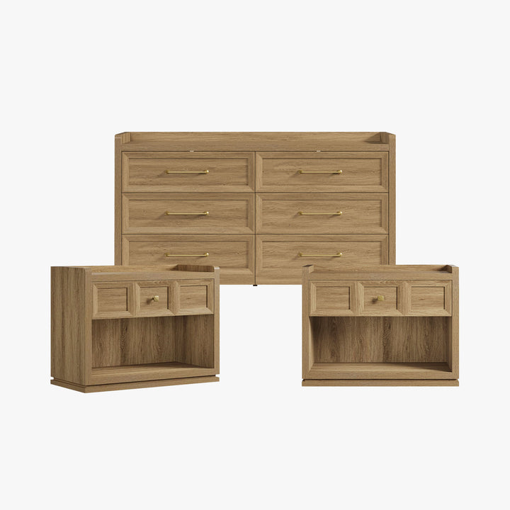 Helio 6-Drawer Dresser and Large Nightstands Set