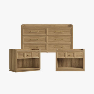 Helio Bedroom Dresser and Nightstands Set, 6 Drawers