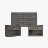 Helio 6-Drawer Dresser and Nightstands Set For Bedroom
