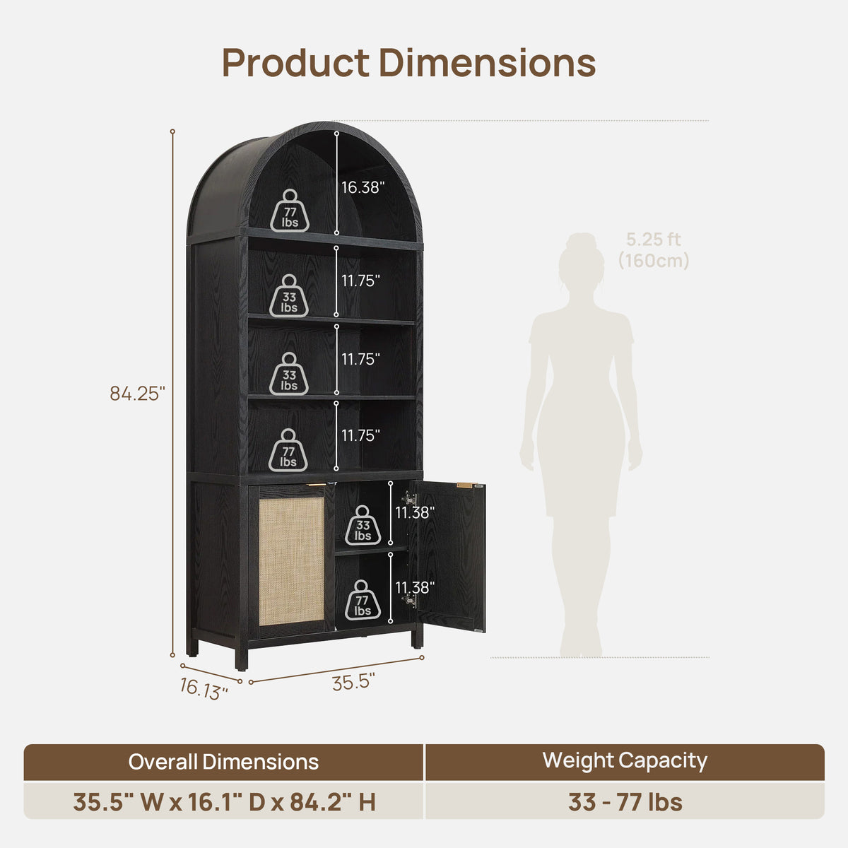 Savanna Arched Bookcase with Storage