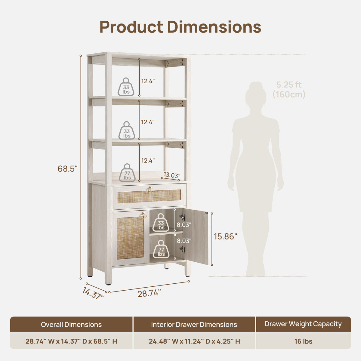 Terra Bookshelf With Drawer and Doors