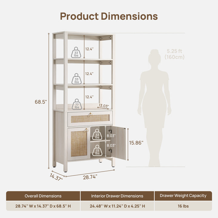 Terra Bookshelf With Drawer and Doors