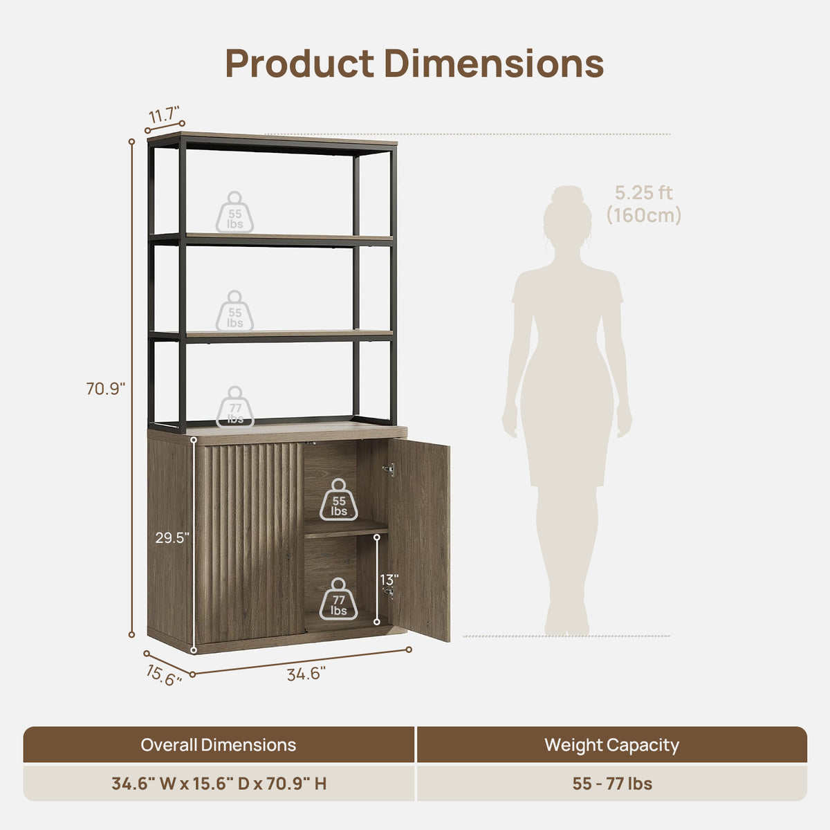 Stria Bookshelf with Storage