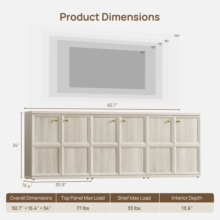 Helio 2-Door Sideboard Cabinet, Sectional Design, Set of 3