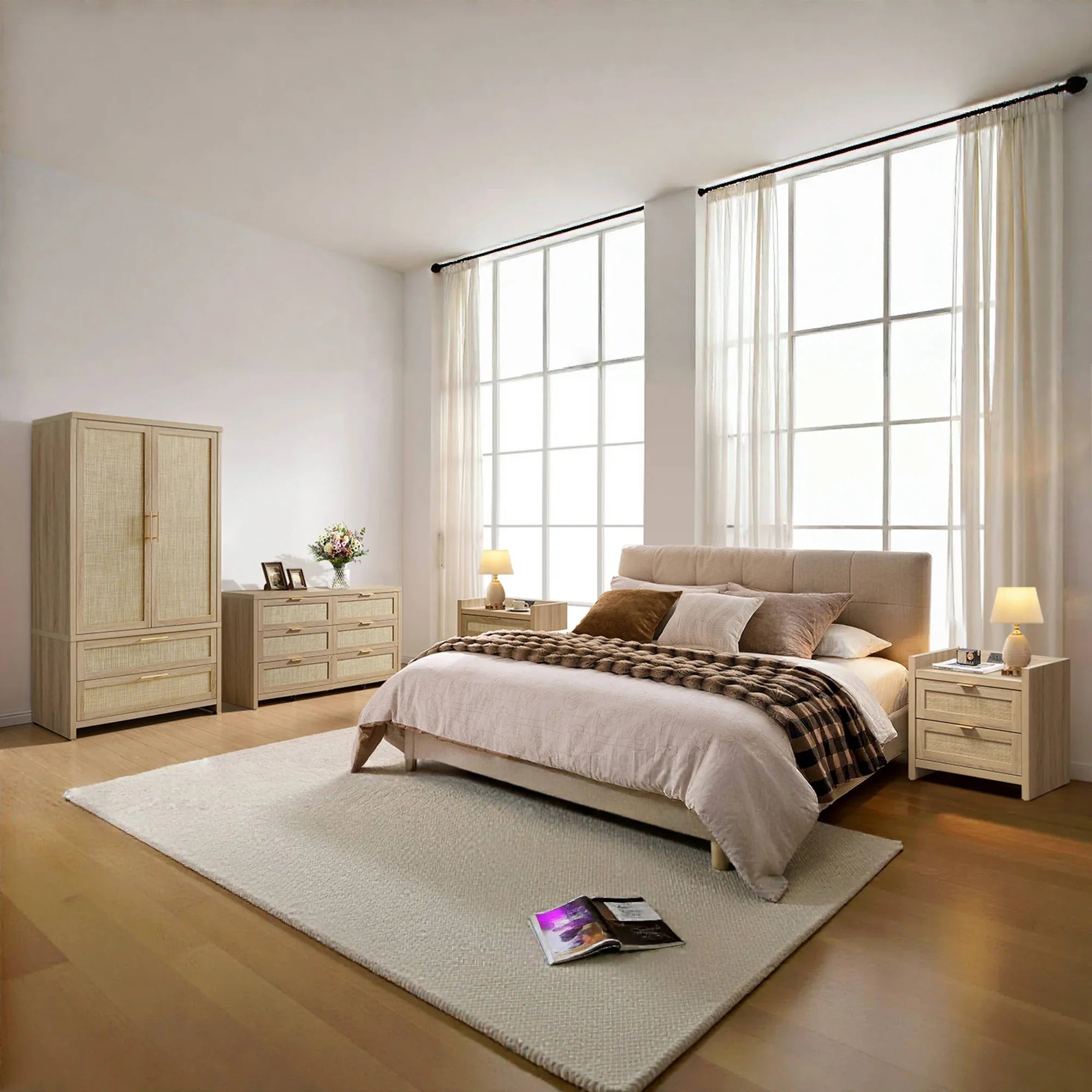 Savanna 6-Drawer Dresser, Wardrobe and 2-Drawer Nightstand Set