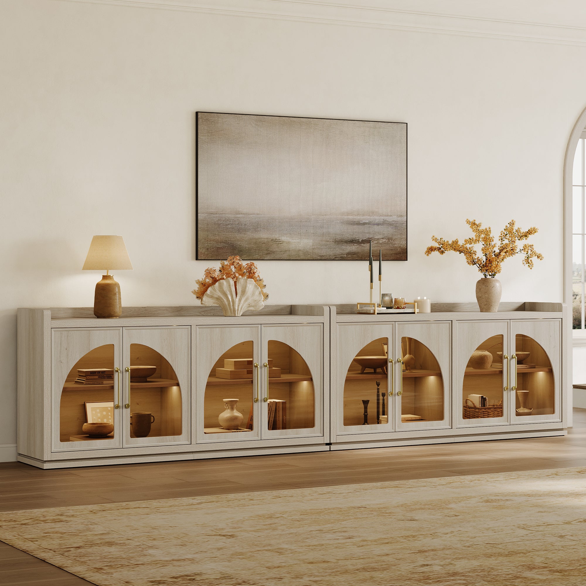 Helio Glass-Door Buffet Cabinet with Lights