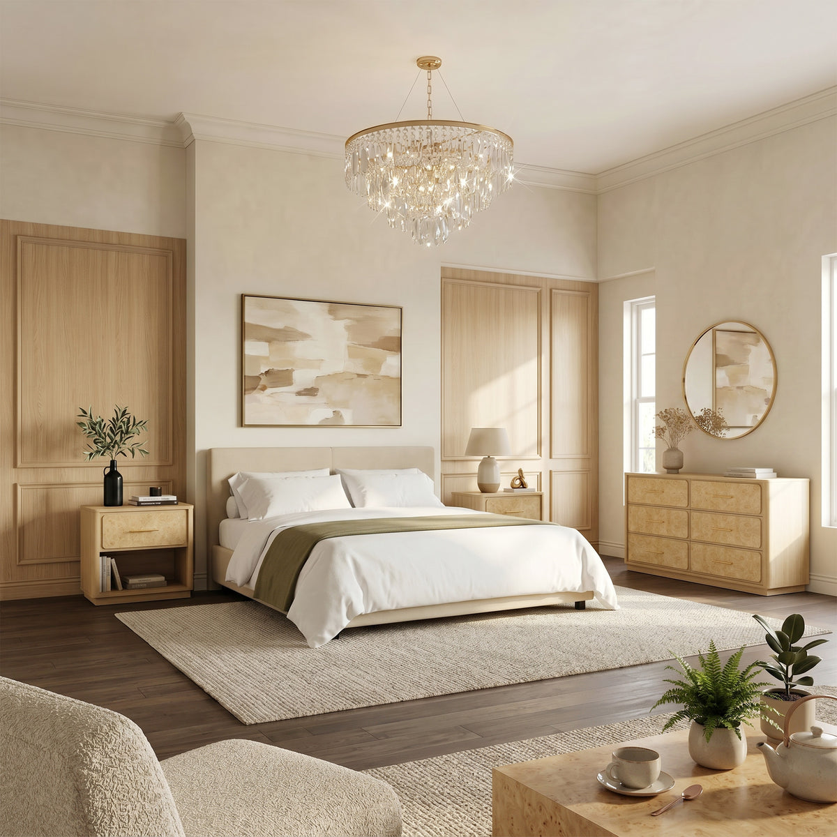 Burluxe 6 Drawers Dresser and Nightstands Set