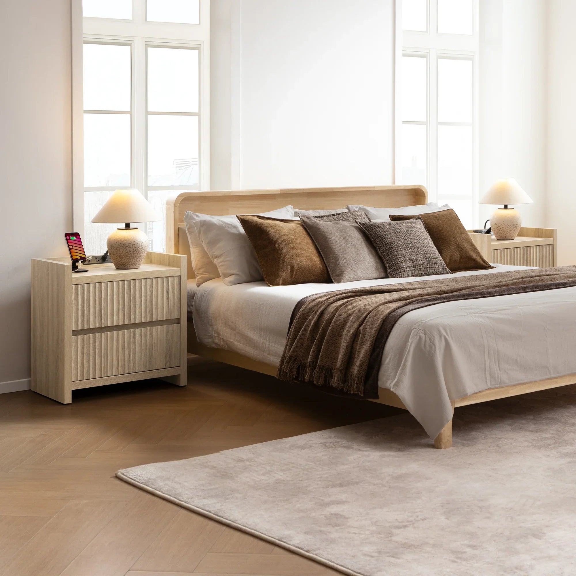 Prelude Night Table with Drawers and Charger