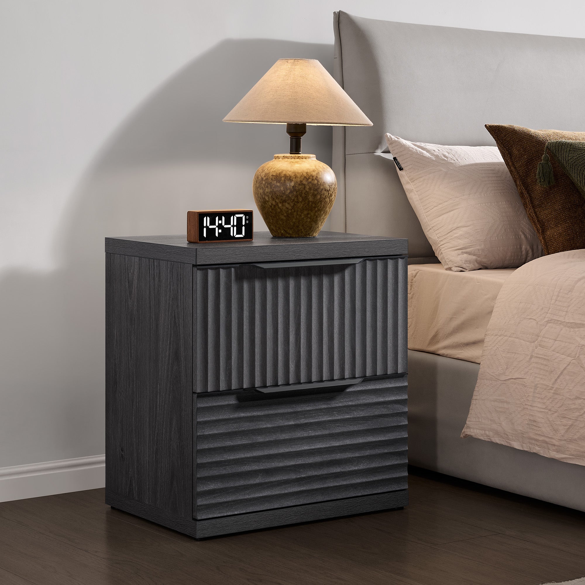 Stria 2-Drawer Nightstand with Interchangeable Panels