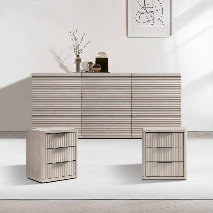 Stria 9-Drawer Dresser and Cas Nightstands Set